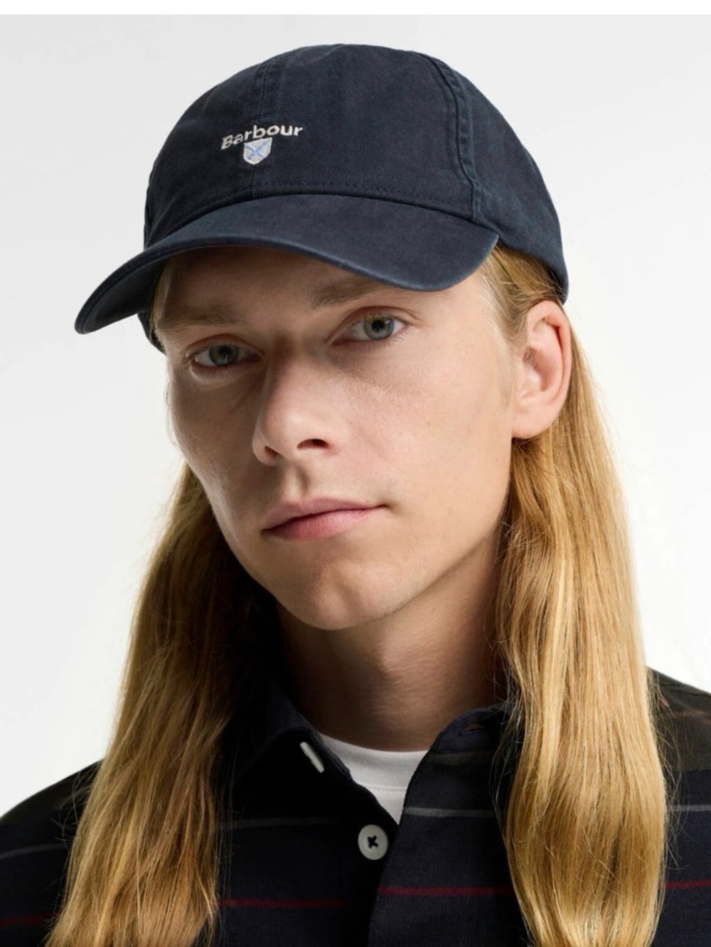 BARBOUR Cascade Logo Embroidered Sports Cap Oceana Navy OS $48 NWT